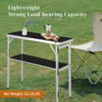 Portable Folding Bar Table with Shelf, Tradeshow Podium Table with Black Skirt and Carrying Bag, for Indoor Outdoor Party Picnic Exhibition, Black - Image 13