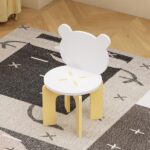 Kids Table and Chair Set, 3-Piece Toddler Table with 2 Chairs, Cute Bear-Back Chairs, Sturdy Wooden Activity Table Set for Kids, Playroom, Bedroom, Preschool - Image 17