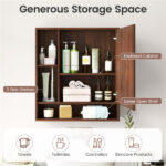 2 in 1 Mirrored Bathroom Wall Cabinet, Space-Saving Medicine Cabinet with Hidden Storage & Shelves - Walnut - Image 9