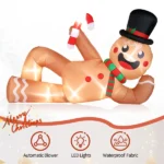 9.8ft Reclining Gingerbread Man, 6 LED Lights, Drawstring Bag, Christmas Inflatable Decoration, 12V, 1500mA, US Standard - Image 6