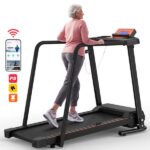 Walking Treadmill for Senior with Long Handrail, 300 lbs Capacity, 2.5HP Quiet Motor, Recovery Fitness Exercise Machine Foldable Elderly Treadmills for Home with LCD Display, Holder for Phone & Cup