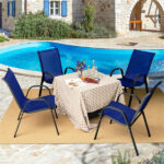 Navy 2 Pack Stackable Patio Dining Chairs, Ergonomic Steel Frame Breathable Fabric Outdoor Chairs 330 LBS Capacity - Image 9