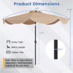 10 Ft Solar Powered Patio Umbrella with 24 LED Lights, Beige Outdoor Market Umbrella - Image 11