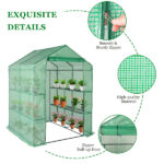 143x143x195cm Black Iron Pipe Steeple With 8 Pieces Grid Flower Stand With Zipper Rolling Door PE Cloth Greenhouse SAME AS 54690859 - Image 15