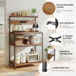 31" Baking Rack, Microwave Oven Rack, Pot Rack, Baking Utensils,KitchenHousehold Use, Three Layers, Rustic Brown - Image 5