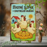 CIFbuy Vintage Czech Slogan Iron Sign, Farm Metal Wall Decor With ŠŤASTNÉ SLEPICE CHUTNĚJŠÍ VAJÍČKA Quote, 7.87x11.81in 2D Flat Rustic TikTok, TikTok, tic Self-pickup Logiopics - Image 6