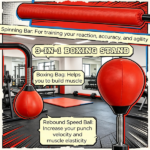 Red Speed Punching Bag 4.6'-6.7' Reflex Bag Boxing Training Equipment Adjustable Height Boxing Bag Stand for Fitness And Sports - Image 7