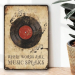 CIFbuy 1pc Vintage Music Speaks Louder Than Words Metal Wall Art, Wall Art, Retro Vinyl Record Sign With Red Label, Label, Heavy Duty Aluminum Music Not LouikTok, LouikTok, ith Red Label Self-alckup LogiopNotrd Sign - Image 5
