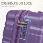 3 in 1 20"/24"/28" 3 pcs/set in ABS Spinner Wheel Luggage, Carry on Suitcase, Matching Color, Combination Lock (Purple) - Image 7