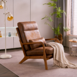 Same Code 28822889 High Back Solid Wood Armrest Backrest Iron Frame Bronzing Cloth Indoor Leisure Chair Orange - Image 20