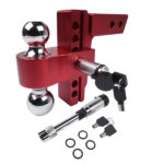 Adjustable Red Trailer Hitch Fits 2" Receiver 6" Drop Solid Tube Hitch 12500 LBS - Image 6
