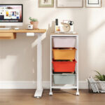 4-Drawer Rolling Storage Cart, Mobile Utility Organizer with MDF Wooden Top (Macaron) - Image 5