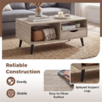 36.5" Rustic Coffee Table with Drawer & Open Shelves, Engineered Wood Center Table for Living Room Natural - Image 9