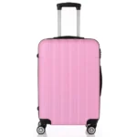Vertical Striped 3-in-1 Luggage Set with Handle ABS Trolley Case with Swivel Wheels Aluminum Alloy Trolley Suitcase 20in 24in 28in Pink - Image 4