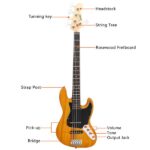 [Do Not Sell on Amazon] Gjazz Electric 5 String Bass Guitar Full Size Bag Strap Pick Connector Wrench Tool Transparent Yellow - Image 17