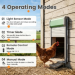 Solar Powered Automatic Chicken Coop Door with 4 Modes Light Sensor Timer Remote Control, Anti-Pinch Weatherproof Aluminum Opener for Chickens Ducks Rabbits Poultry - Image 5