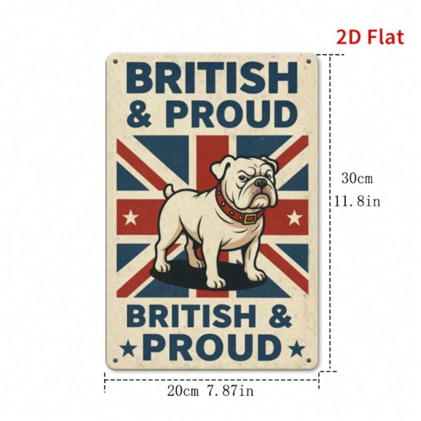 CIFbuy British Pride Dog Metal Wall Sign, Realistic British Breed Dog Art Decor, Vintage Style 2D Flat Durable Metal Plaque For Home Of TikTok, TikTok, Self-pickup Logiopics