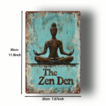 CIFbuy Zen Meditation Buddha 2D Flat Metal Wall Art, Turquoise & Brown Iron Sign, Zen Stone Backdrop Mini Decor, Decor, 8x12 Inch Home Wall De FlaikTok, FlaikTok, Backdrop Mini Decor Self-uockup Logiop DeZen Stone - Image 2