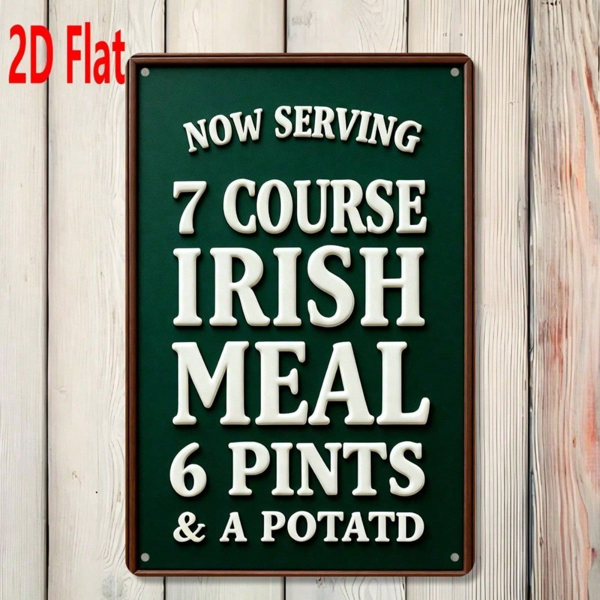 CIFbuy Vintage Irish Meal Metal Sign, Now Serving 7 Course" Course Irish Meal 6 Pints & A Potato, Potato, Weatherproof Rustproof 2D Flat Unframed Wall Serving 7 ikTok, Serving 7 ikTok, t Self-pickup Logiopics