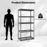 72" Adjustable Height Metal Storage Shelves with Anti-Tipping Kit, Expandable Organizer for Garage & Kitchen - Image 3