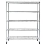 5-Tier NSF Heavy Duty Adjustable Storage Metal Rack with Wheels & Shelf Liners Ideal for Garage, Kitchen, and More - Chrome - Image 4