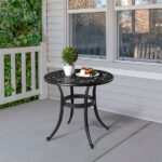 Phoenix Cast Aluminum Round Table, Patio End Table Side Table, Cast Aluminum Cocktail Table, Outdoor Bar Table, Black - Image 19