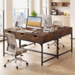 43.5" Home Office Desk with Built-in Charging Station & 3 Drawers Hidden Compartment - Image 8