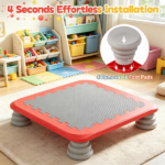 25.5 Inch Kids Mini Trampoline with Non-Slip EVA Jumping Surface, Rounded Edge PU Foam Foot Pads Compact Indoor Outdoor Balance Bounce Toy for Toddlers Ages 3+ Red - Image 8