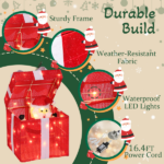 12in Motorized Pop-up Gift Box with Santa, Outdoor Christmas Decorations with Motor & 60 LED Lights, for Xmas Outdoor Holiday Indoor Decor Lighted Holiday Displays - Image 5