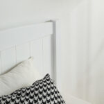 FCH Twin Pine Single-Layer Core Vertical Stripe Full-Board Curved Bed Head With The Same Bed Foot White Wooden Bed - Image 6