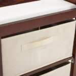 Brown painted pine wood frame children's bed with removable top, 87*53*87.5cm, includes 3 fabric drawers and 1 fabric bag, and a changing table - Image 11