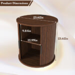 Mid Century Modern Cylinder End Table with Built-in Charging Station & Sliding Door, 2-Tier Storage Round Nightstand with USB Ports, Walnut Bedside Table for Living Room, Bedroom, Entryway - Image 4