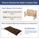 Outdoor Bench Cushion, 60 × 20 × 4 Inch, Tufted Waterproof Swing Cushion with Ties, for Patio Bench or Window Seat - Image 5