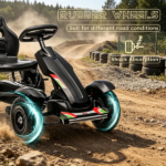 Black Kids Pedal Go Kart – Outdoor Ride on Toys with Handbrake, 4 Non-Slip Wheels for Park Fun Ages 5-12 - Image 7