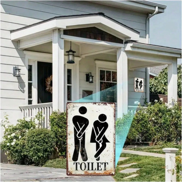 CIFbuy Vintage-Style Metal Sign – Humorous Toilet Design with Male/Female Figures | Perfect for Living Room,bathroom decor (TikTok/temu self-pickup orders)