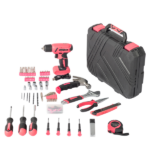[Same code: 64738747]146-Piece Drill Set with 8V Pink Cordless Drill, Home Tool Kit with Drill, House Repairing Hand Tool Kits with Portable Case, for DIY Home Maintenance - Image 2