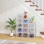 12-Piece Medium White Plastic Mesh Shoe Box Set - 35.00*25.00*19.00cm, Modular Design for Home Storage - Image 6