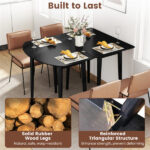45" Extendable Dining Table Set, 2 Half-Round Tables Convertible to Oval for 4-6 People Black - Image 4