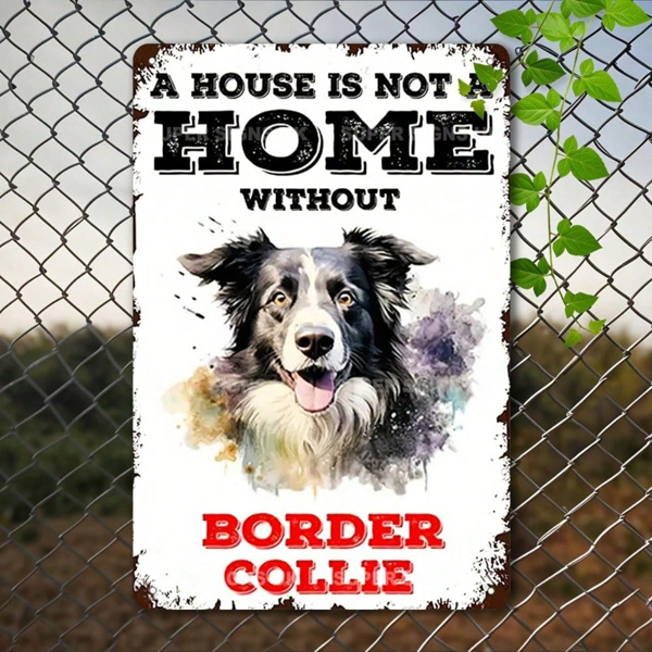 CIFbuy Vintage Border Collie Dog Metal Tin Sign 8x" Waterproof Rustproof 2D Flat Pet, Wall Decor Unframed Plaque Home Room Decor Sign 8x12ikTok, Sign 8x12ikTok, t Self-pickup Logiopics