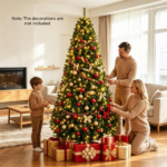 8 FT Pre-Lit Artificial Christmas Tree with 600 Dual Color LED Lights, 1605Branch Tips Hinged PVC Xmas Tree with Remote Timer 9 Lighting Modes Foldable Metal Stand for Indoor Holiday Decor - Image 10
