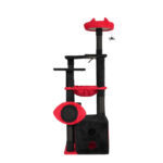 53" Large Cat Tree, Gothic Cat Tower with Padded Perch, Spacious Condo, Comfy Hammock, Scratching Post, Hanging Toy for Indoor Cats, Red & Black - Image 2