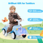 Kids Ride On Sliding Car, Foot-to-Floor Toy with LED Lights & Horn (Blue 19-36 Months) - Image 4