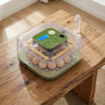 US Standard FYY-12 Egg Incubator, 110V, ≤35W, 12 Eggs Capacity, Square & Round Tray, Equipped with 1 Water Bottle, Grass Green Body with Transparent Top Cover, ABS & PET Material. Upgraded LED Egg Candling Function, Fully Automatic Egg Turning, Fahrenheit LCD Display for Temperature & Humidity, Day - Image 9