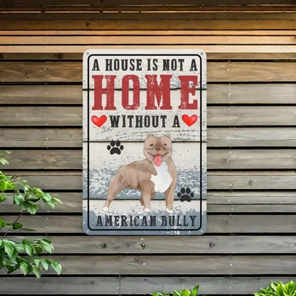 598fc4b8-0da2-4d50-acfb-ac6516a32c72.png CIFbuy 1pc Retro American Bulldog Metal Wall Sign, Waterproof Rustproof Dog Lover Home Decor, A House Without An American Bulldog Is No TikTok, TikTok, s No Self-pickup Logiopics - Image 1
