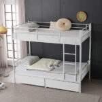 Same Code 71558202 Twin Over Twin Convertible Bunk Bed with 2 Storage Drawers, Metal Bunk Bed Can be Divided Into Two Daybeds, White - Image 9