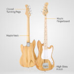 [Do Not Sell on Amazon] 4 String 30in Short Scale Thin Body GB Electric Bass Guitar with Bag Strap Connector Wrench Tool Burlywood - Image 8