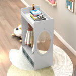 Kids Costume Organizer Costume Rack Kids Armoire Open Hanging Armoire Closet with Mirror-WHITE - Image 8