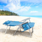Same Code 12975209 63*70*99cm Heightened Oxford Cloth Silver White Aluminum Tube Bearing 100kg Beach Chair Blue - Image 4