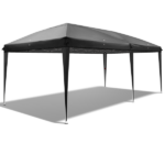 10'x20' Instant Pop Up Canopy Tent Black, 6 Panels 2 Doors 4 Mesh Windows, 28/22mm Powder Coated Steel Frame, 10x20mm Crossbar, 210D Oxford Folding Outdoor Tent with Carry Bag No Sandbags - Image 14