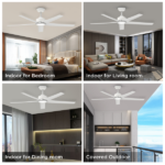 52 inch Ceiling Fans with Lights, Large Air Volume Ceiling Fans with Reversible Quiet DC Motor and Remote, 5D-W5, 5X-W5[Unable ship on weekends, TK/TEMU only for pickup, only TX10643 warehouse supports GOFO] - Image 8